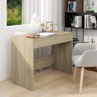 vidaXL Escritorio de madera contrachapada 101x50x76,5 cm en color Blanco/Gris hormigón/Gris sonoma y más | estructura resistente ideal para salón dormitorio o estudio - details 9