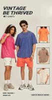 Camiseta Estilo Retro Americano Pesada De Color Sólido Para Hombres Y Mujeres Manga Corta Verano Moda De Calle Antiguo Talla Grande Ropa Lavada - details 1