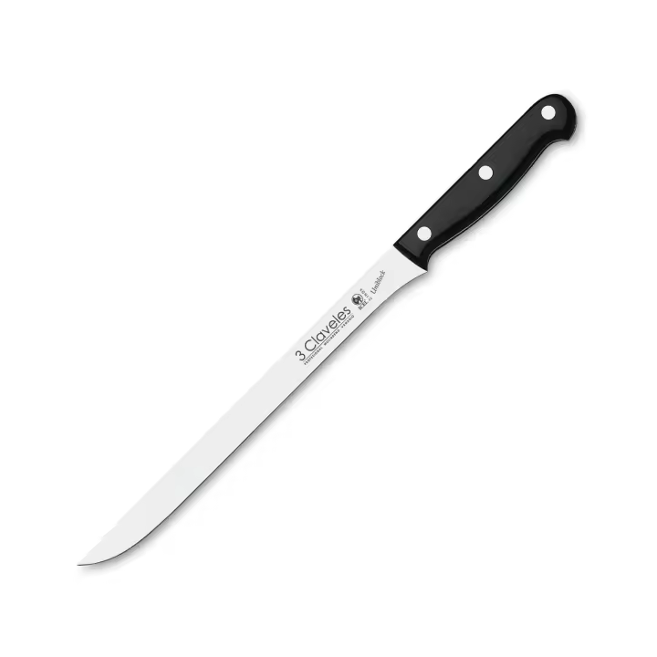 3 Claveles Uniblock - Cuchillo Jamonero Profesional 24 cm Acero Inoxidable - 1