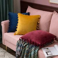 Cojín Decorativo De Velvet Suave Con Borlas Bohemio Lujo Funda Para Silla Dormitorio Coche Amarillo Regalo De Acción De Gracias - details 5