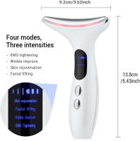 Masajeador facial, con calor de 45 ± 5 ° C y 4 modos de masaje para estiramiento de la piel y levantamiento del cuello EMS masaje tonificación facial reafirmante para (blanco) - details 4