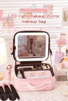 Bolso De Maquillaje Para Viaje Con Espejo Grande Iluminado Organizador De Cosméticos Profesional Impermeable Y Partitionable - details 0