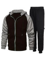 Chaqueta con capucha de dos piezas de otoño e invierno para hombre + mono, traje deportivo informal para hombre - details 9