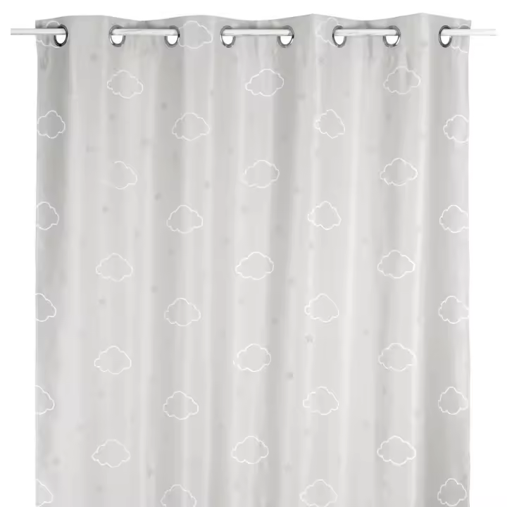 Atmosphera Cortina Opaca Gris Infantil Nube Poliéster 140x250cm - 1
