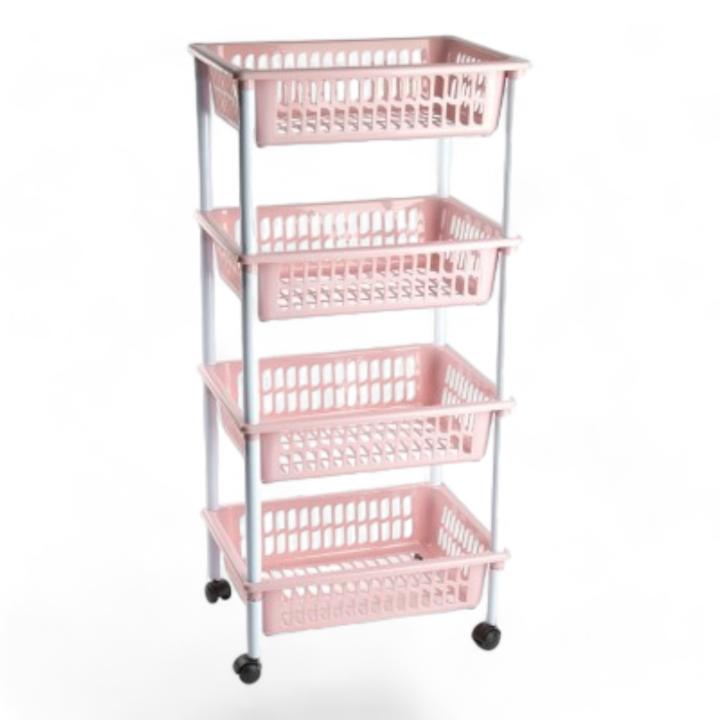 Carro Verdulero de 4 Cestas con Ruedas - Dimensiones 85x40 x30cm - Carrito para Organizar Vegetales y Frutas - Organizador de 4 Cestas - KARAWAN.