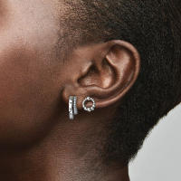 Pandora Pendientes de Fondo en Plata de Doble Medio Ano Brillante 299056C01,Incluye Caja Original - details 1