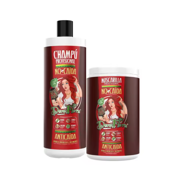 Dona Flora - Champú y Mascarilla de pelo Anticaída  NO MAS CAIDA - desarrollado para cabello debilitado con tendencia a la caída. - 1