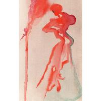 Cuadro decorativo abstracto vertical grande  “Danza Escarlata”  80x120 90x140 100x160 Lienzo alta calidad acuarela roja y verde de arte expresivo danza baile mujer movimiento arte emocional contemporáneo Ref ANA DURAN A 279 - details 0