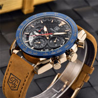 Reloj De Pulsera Deportivo De Lujo Para Hombre BENYAR Con Correa De Cuero Resistente Al Agua Y Al Choque Cronógrafo De Cuarzo Reloj Militar - details 3