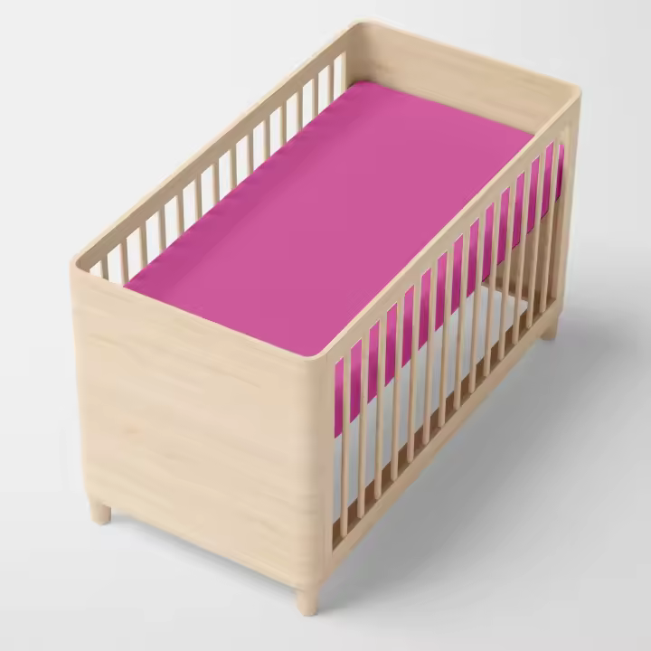 Happyfriday- Basic Bajera cuna Fucsia, Bajeras infantiles 100% Algodón, calidad de 150 TC, Fabricado en España - 1
