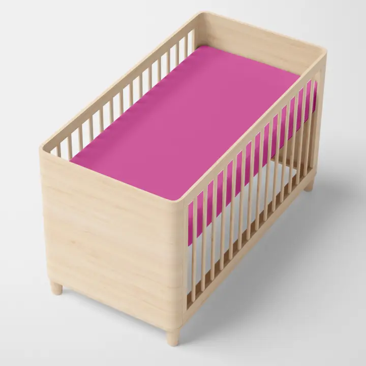 Happyfriday- Basic Bajera cuna Fucsia, Bajeras infantiles 100% Algodón, calidad de 150 TC, Fabricado en España - 1