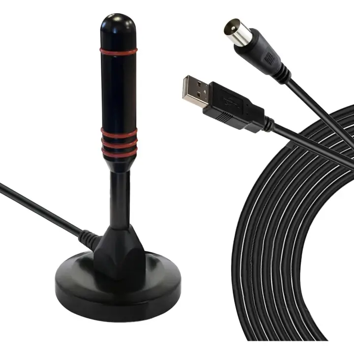 TEMCO Antena HDTV 4K 1080P con Base Magnética, Diseño de Luz Delgada, Canales HD Gratuitos para el Hogar y los Viajes,Antena de TV para canales digitales terrestres, Antena digital portátil interior/exterior para sintonizador de TV, USB/DVB-T TDT TV/DAB - 1