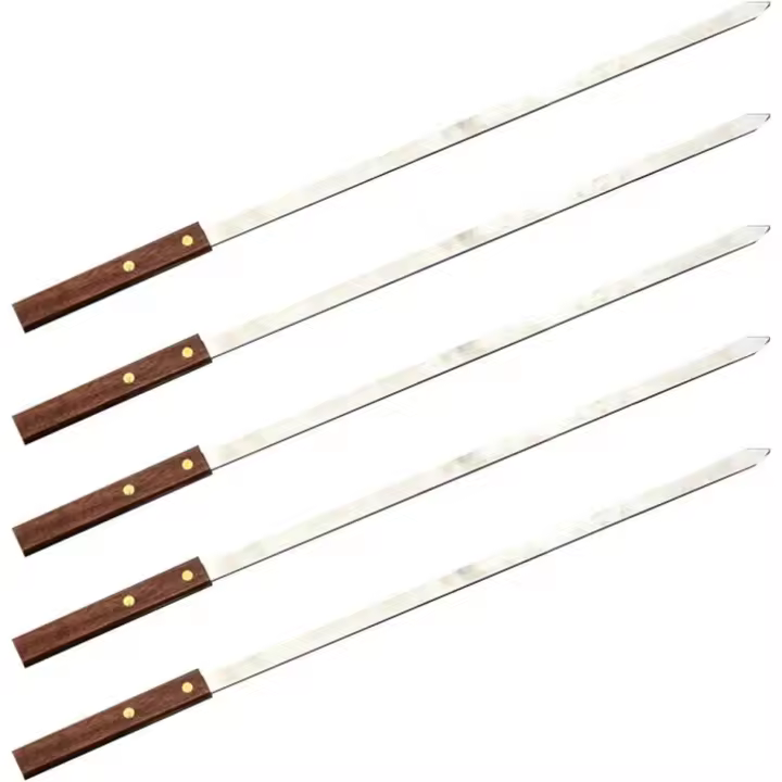 5 piezas de Maple inoxidable barbacoa pinchos Plato Parrilla pinchos barbacoa Palos reutilizables Fuerte barbacoa carne pinchos Plato barbacoa - 1