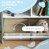 ZONEKIZ Estantería para Juguetes Organizador Infantil con Estantes Abiertos y 2 Cajas de Tela no Tejida Extraíbles para Sala de Juegos Habitación Guardería 62,4x26,5x90 cm - details 4