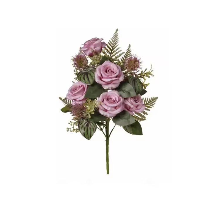 Bush de rosas malvas artificiales 42 cm. akihaydeto - 1
