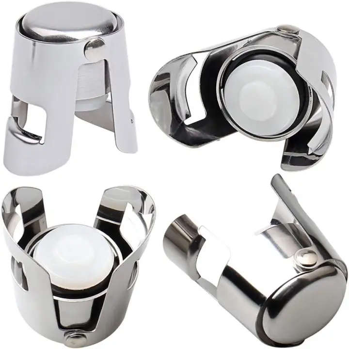 4 tapones para champán, de Maple inoxidable, sellados al vacío, para botellas de vino esponjoso, color Plisado. - 1