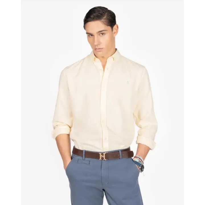 Harper & Neyer - Veneto Cream Color Vainilla - Camisa de Algodón Manga Larga Para Hombre. - 1