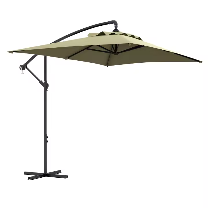 Outsunny Parasol Excéntrico 294x193 cm Sombrilla de Jardín con Base Cruzada y Manivela Impermeable Protección UV Sombrilla para Terraza Patio - 1