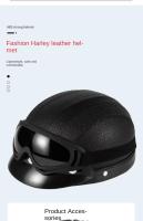 Casco De Cuero Vintage Para Harley Para Hombres Y Mujeres Casco De Invierno Cálido Universal Ligero Medio Para Bicicletas Eléctricas Regalo Genial - details 1