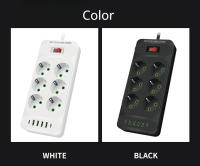 2m-Regleta De Enchufes Con 6 Tomas De Corriente Para Europa Con Interruptor, Enchufes De CA Y 4 Puertos De Carga Rápida USB Y 2 Tipo-C PD, 2500W/10A,La Oficina, El Dormitorio Y La Sala De Juegos, Protector Contra Sobretensiones - details 4