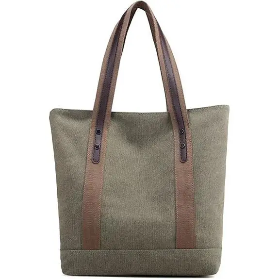Bolso de Lona para Mujer, Bolso de trabajo casual retro, fabricado en Lona de alta calidad, forro de poliéster, cremateras de alta calidad, Resistó y duradero. - 1