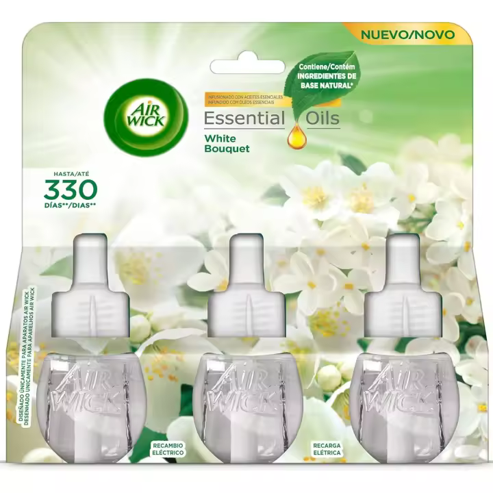 Air Wick Eléctrico - Recambios de ambientador automático eléctrico, aroma a White Bouquet - 3 x 19ml - 1