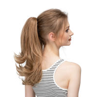Extensiones De Cabello Sintético Clip in Ponytail 14" Pelirrojo Falso Cabello Ondulado Pierna Falsa Con Cinta Elástica Cola De Caballo - details 4