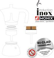 Monix Induction Inox Cafetera Italiana de Aluminio y Acero Inoxidable, 3 / 6 / 9 Tazas de Capacidad, Mango Termorresistente, Fácil de Lavar, Apta para Todo Tipo de Cocinas Incluida Inducción - Color Rojo y Negro - details 7