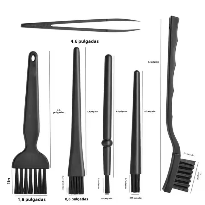Kit De Cepillo Para Limpieza De Teclado Negro 6 En 1 Pequeño Cepillo Antiestático Para Laptop Y Computadora Hogareña Herramienta De Limpieza Doméstica - 1