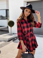 Vestido Corto Estampado De Moda Para Mujer Otoño/Invierno Estilo Europeo Y Americano Casual Traje De Oficina Con Cierre De Lazos Longitud De Rodilla - details 9