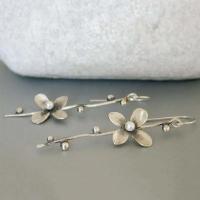 Pendientes Colgantes Bohemio Vintage Con Perlas Y Metal Silvery Estilo Minimalista Florales Accesorios De Moda Para Mujer - details 1