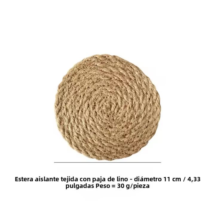 Mantelos Redondos Tejidos a Mano Para Café Y Té Tapete De Madera Decorativa Para Comedor Estilo Prarie Chic Material Lino - 1