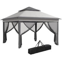 Outsunny Carpa Plegable 3x3x2,7 m Cenador de Jardín con Doble Techo Altura Ajustable 4 Mosquiteras Protección UV30+ Impermeable y Bolsa Gazebo para Exterior Fiestas Camping - details 4