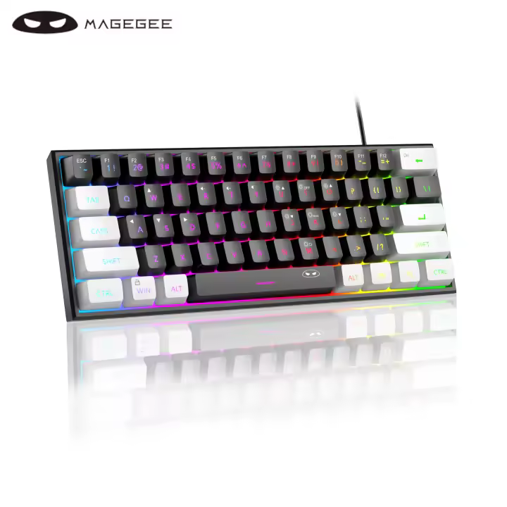 Teclado MageGee TS91 60% Compacto Con Teclas RGB Retroiluminadas Portátil Para Oficina Y Computadora Membrana Para Windows PC - 1
