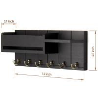 Porta-llaves Decorativo Y Organizador De Correo En Madera Rustica Con 6 Ganchos Para Llaves Soporte De Pared Para Sala De Estar Entrada - details 4