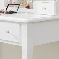 Tocador con luz led, mesa de maquillaje, taburete acolchado, 10 luces, organizador extraíble, 5 cajones, idea de regalo para dormitorio, color blanco - details 6
