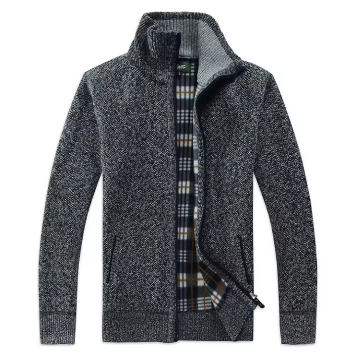 Chaqueta De Punto Para Hombre Con Cuello V Y Patoleta Clásica De Invierno Prenda Exterior De Poliéster Para Otoño Y Invierno - 1