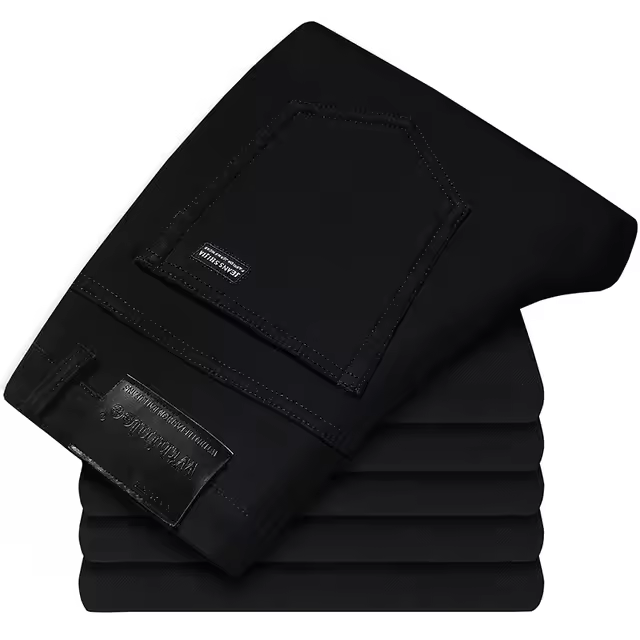 Nuevos Jeans Clásicos Para Hombre Primavera Otoño Moda Negocios Pantalones Vaqueros Rectos Estirados Azul Cómodos De Medio Cinturón - 1