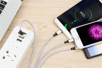 Cable De Carga USB Universal 3 En 1 Para iPhone 8 X XR 11 12 13 Samsung Moto Xiaomi Huawei Redmi Honor Tejido De Nylon Durable Longitud 1.2m - details 6