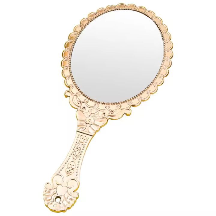 Espejo De Maquillaje Portátil Rosa Oro Vintage Ovalo Redondo Herramienta De Belleza Noble Restauración Moda Antigua Espejo Del Palacio - 1
