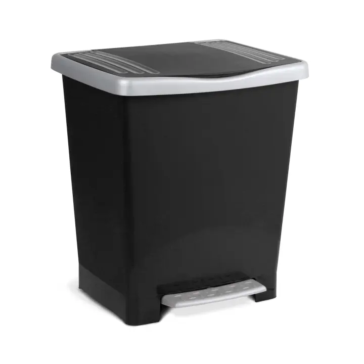 TATAY Millenium - Cubo de Basura de 23L con Apertura a Pedal y Marco Sujeta Bolsas. Negro - 1