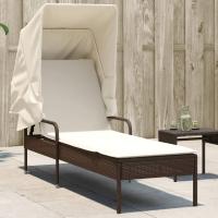vidaXL Tumbona con capota ratán sintético beige en color beige y crema/Gris/Negro y más - details 3