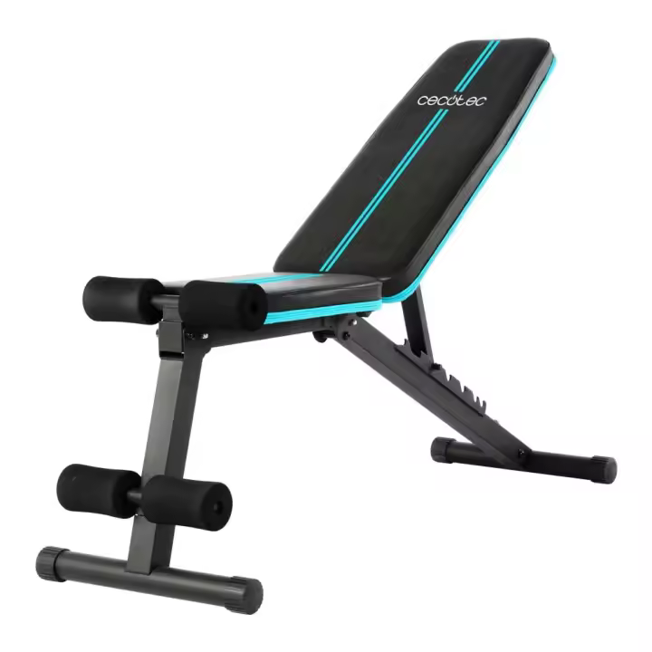 Banco de ejercicios acolchado, plegable, ajustable en 7 niveles y reclinable hasta 180º. Con almohadillas antideslizantes. Entrenamiento cuerpo completo. - 1