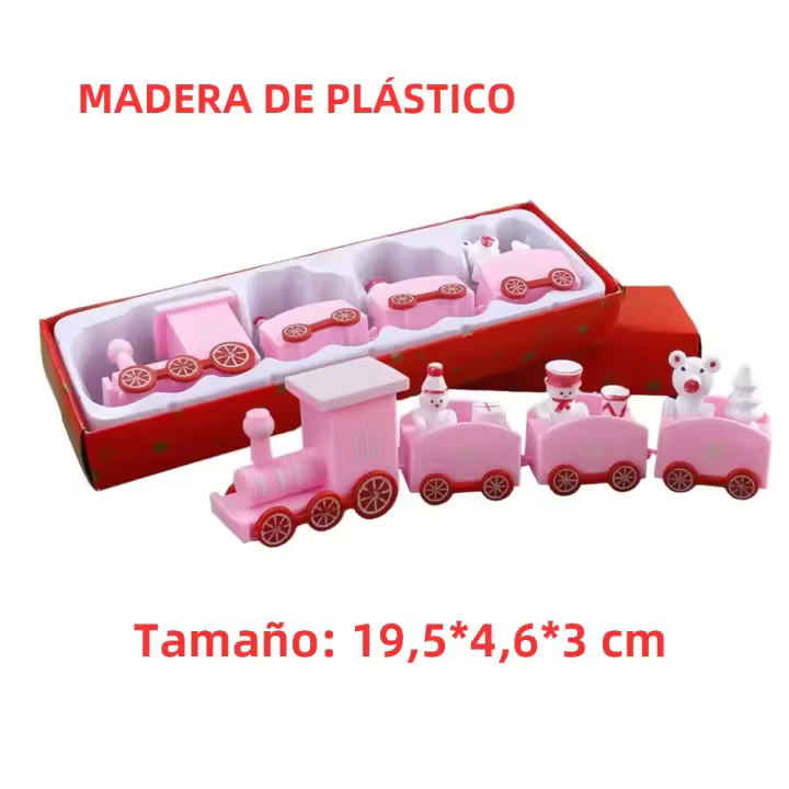 Adorno De Navidad De Tren De Madera/Plástico Decoración De Feliz Navidad Para El Hogar Regalos De Xmas 2023 Día De Año Nuevo 2024 - 1