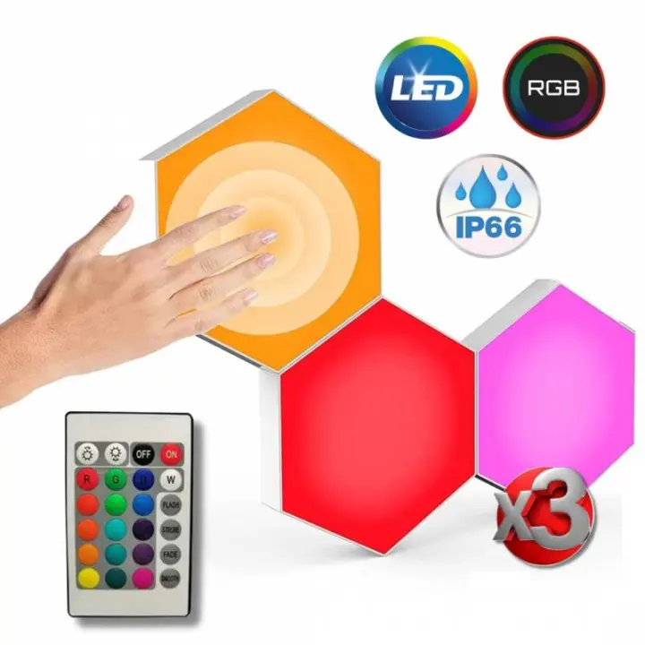 Pack de 6 Focos Luces Led Hexagonales Mando Distancia Colores TELETIENDAOUTLET Raíz Inicio Jardín y Terraza Iluminación y decoración de exterior Hogar - 1