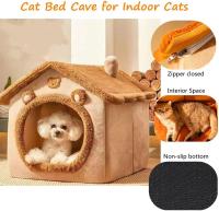 Casa Plegable Para Mascotas Cama Desmontable Lavable Sofá Para Perros Pequeños Y Medianos Con Casa De Pelo Incluido - details 5