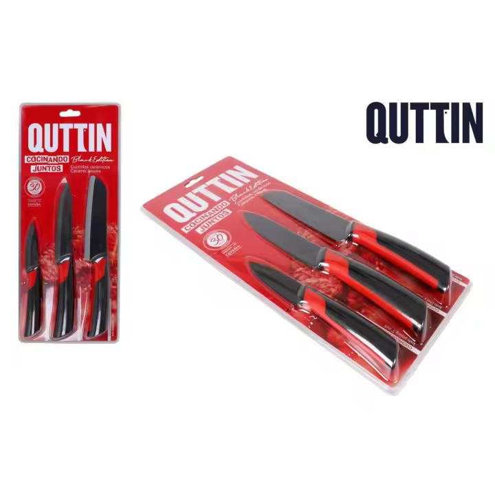 Quttin - Set De 3 Cuchillos Ceramicos Black Edition - Cocina - Profesional - Calidad - 1