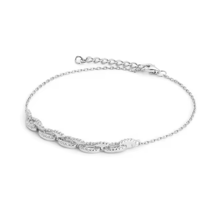 Pulsera Join Plata Rodio Eslabones y circonitas blancas - 1