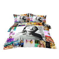 Set De Fundas Para Edredón Y Almohadas Reversibles De 3 Piezas Con Estampado De Mujer Cantante Rubio Y Guitarra Funda Para Edredón Y Dos Fundas De Almohada Material Poliéster Suave Moderno - details 3