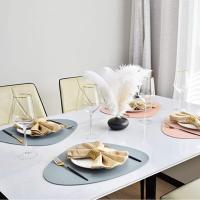 Inyahome Juego De 2 Tapetes De Cuero Sintético Para Mesa De Comedor Impermeables Y Lavables Coasters Para Cocina Estilo Americano - details 6